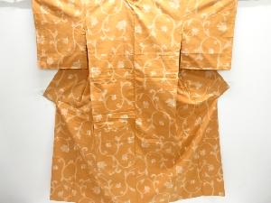 花唐草模様織り出し手織り紬着物